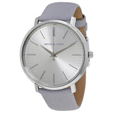 Michael Kors Jaryn Quartz Silver Dial Grey Leather Strap Watch For Women - MK2470