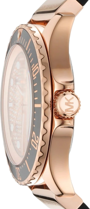 Michael Kors Everest Analog Rose Gold Dial Black Silicone Strap Watch For Women - MK7358