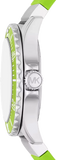 Michael Kors Everest Three Hand Crystals Silver Dial Green Silicone Strap Watch For Women - MK7360