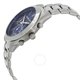 Michael Kors Slim Runway Chronograph Blue Dial Grey Steel Strap Watch For Men - MK8987