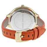 Michael Kors Runway Quartz Gold Dial Orange Leather Strap Watch For Women - MK2275