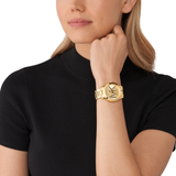 Guess G-Twist Gold Dial Gold Steel Strap Watch for Women - W1082L2