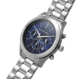 Michael Kors Slim Runway Chronograph Blue Dial Silver Steel Strap Watch For Men - MK8917