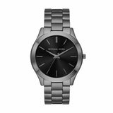 Michael Kors Slim Runway Quartz Black Dial Grey Steel Strap Watch For Men - MK1044