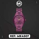 Michael Kors Slim Runway Quartz Purple Dial Purple Steel Strap Watch For Women - MK4507