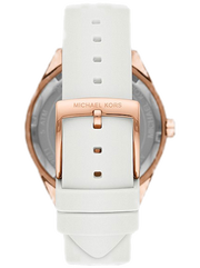 Michael Kors Oversized Sport Quartz White Dial White Rubber Strap Watch For Women - MK6945