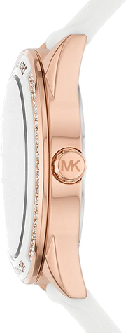 Michael Kors Oversized Sport Quartz White Dial White Rubber Strap Watch For Women - MK6945