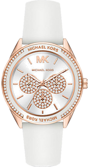 Michael Kors Oversized Sport Quartz White Dial White Rubber Strap Watch For Women - MK6945