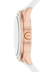Michael Kors Oversized Sport Quartz White Dial White Rubber Strap Watch For Women - MK6945