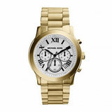 Michael Kors Cooper Chronograph White Dial Gold Steel Strap Watch For Women - MK5916