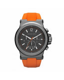 Michael Kors Dylan Chronograph Grey Dial Orange Rubber Strap Watch for Men - MK8296