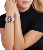 Michael Kors Sidney Multifunction Black Dial White Silicone Strap Watch For Women - MK6947