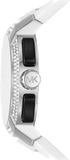 Michael Kors Sidney Multifunction Black Dial White Silicone Strap Watch For Women - MK6947