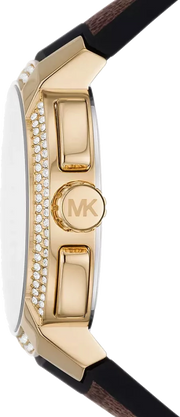 Michael Kors Sidney Multifunction White Dial Brown Leather Strap Watch For Women - MK6948