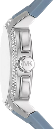 Michael Kors Sidney Multifunction Crystals Silver Dial Blue Rubber Strap Watch for Women - MK7220