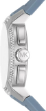 Michael Kors Sidney Multifunction Crystals Silver Dial Blue Rubber Strap Watch for Women - MK7220