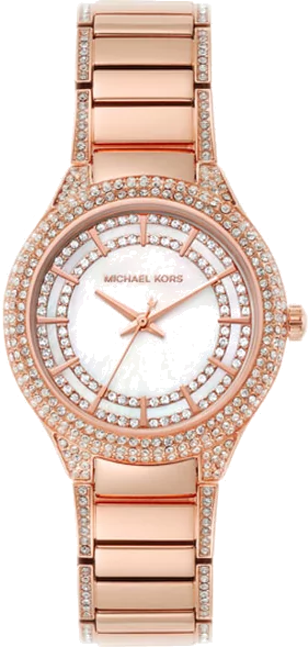 Michael Kors Sylvia Mother Of Pearl Dial Rose Gold Steel Strap Watch for Women - MK4656