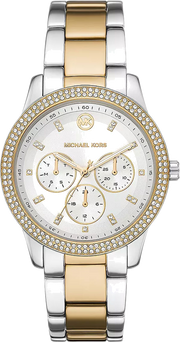 Michael Kors Tibby Multifunction White Dial Two Tone Steel Strap Watch For Women - MK6825