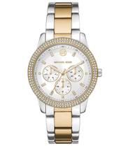 Michael Kors Tibby Multifunction White Dial Two Tone Steel Strap Watch For Women - MK6825