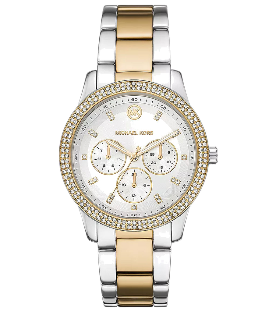 Michael Kors Tibby Multifunction White Dial Two Tone Steel Strap Watch For Women