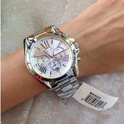 Michael Kors Bradshaw Chronograph Silver Dial Silver Steel Strap Watch for Men - MK5535