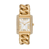 Michael Kors Emery Three Hand Silver Dial Gold Steel Strap Watch For Women - Mk7300