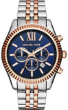 Michael Kors Lexington Blue Dial Two Tone Steel Strap Watch for Men - MK8412