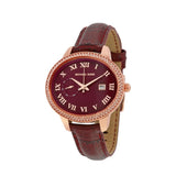 Michael Kors Whitley Quartz Burgundy Dial Burgundy Leather Strap Watch For Women - MK2430