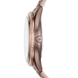 Michael Kors Lauryn Rose Gold Dial Brown Steel Strap Watch for Women - MK3757