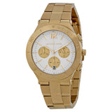 Michael Kors Wyatt Chronograph White Dial Gold Steel Strap Watch For Women - MK5933