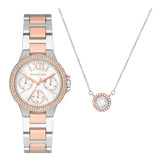 Michael Kors Camille Multifunction White Dial Two Tone Steel Strap Watch for Women - MK1054