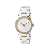 Michael Kors Delray Rose Gold Dial White Steel Strap Watch for Women - MK4315