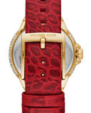 Michael Kors Camille Three-Hand Red Dial Red Leather Strap Watch for Women - MK4750