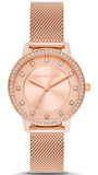 Michael Kors Quartz Crystals Rose Gold Dial Rose Gold Mesh Strap Watch for Women - MKO1012