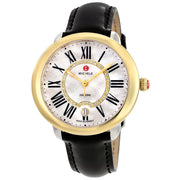 Michele Serein Mother of Pearl Dial Black Leather Strap Watch for Women - MWW21B000019