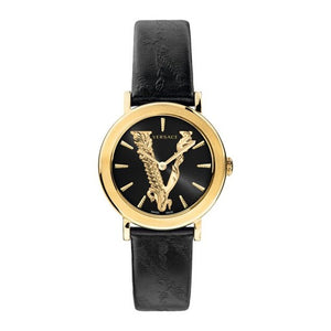 VERSACE VVirtus 腕時計 ピンクレザーブレスレット ヴィルトゥス ヴェルサーチェ（VERSACE）から、アイコニックな「V」モチーフを