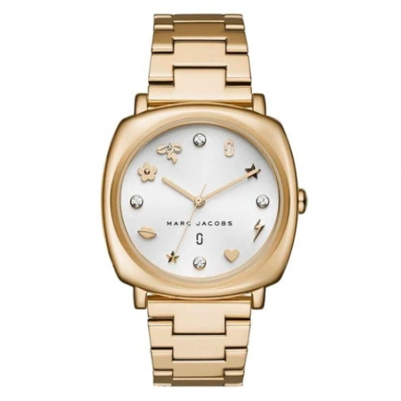 MARC JACOBS レディース時計 Marc Jacobs Mandy White Dial Gold Steel Strap Watch for Women
