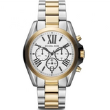 Michael Kors Bradshaw Chronograph Silver Dial Two Tone Steel Strap Watch For Women - MK5855