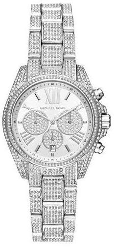 Michael Kors Mini Bradshaw Crystals Silver Dial Silver Steel Strap Watch For Women - MK6454