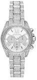 Michael Kors Mini Bradshaw Crystals Silver Dial Silver Steel Strap Watch For Women - MK6454