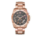 Michael Kors Brecken Chronograph Analog Black Dial Rose Gold Steel Strap Watch For Women - MK8563