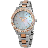 Michael Kors Liliane Quartz Mother of Pearl White Dial Two Tone Steel Strap Watch For Women - MK1048