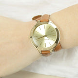 Michael Kors Runway Gold Dial Brown Leather Strap Watch For Women - MK2256