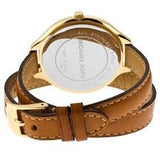 Michael Kors Runway Gold Dial Brown Leather Strap Watch For Women - MK2256