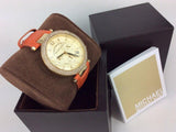 Michael Kors Parker Champagne Dial Orange Leather Strap Watch for Women - MK2279