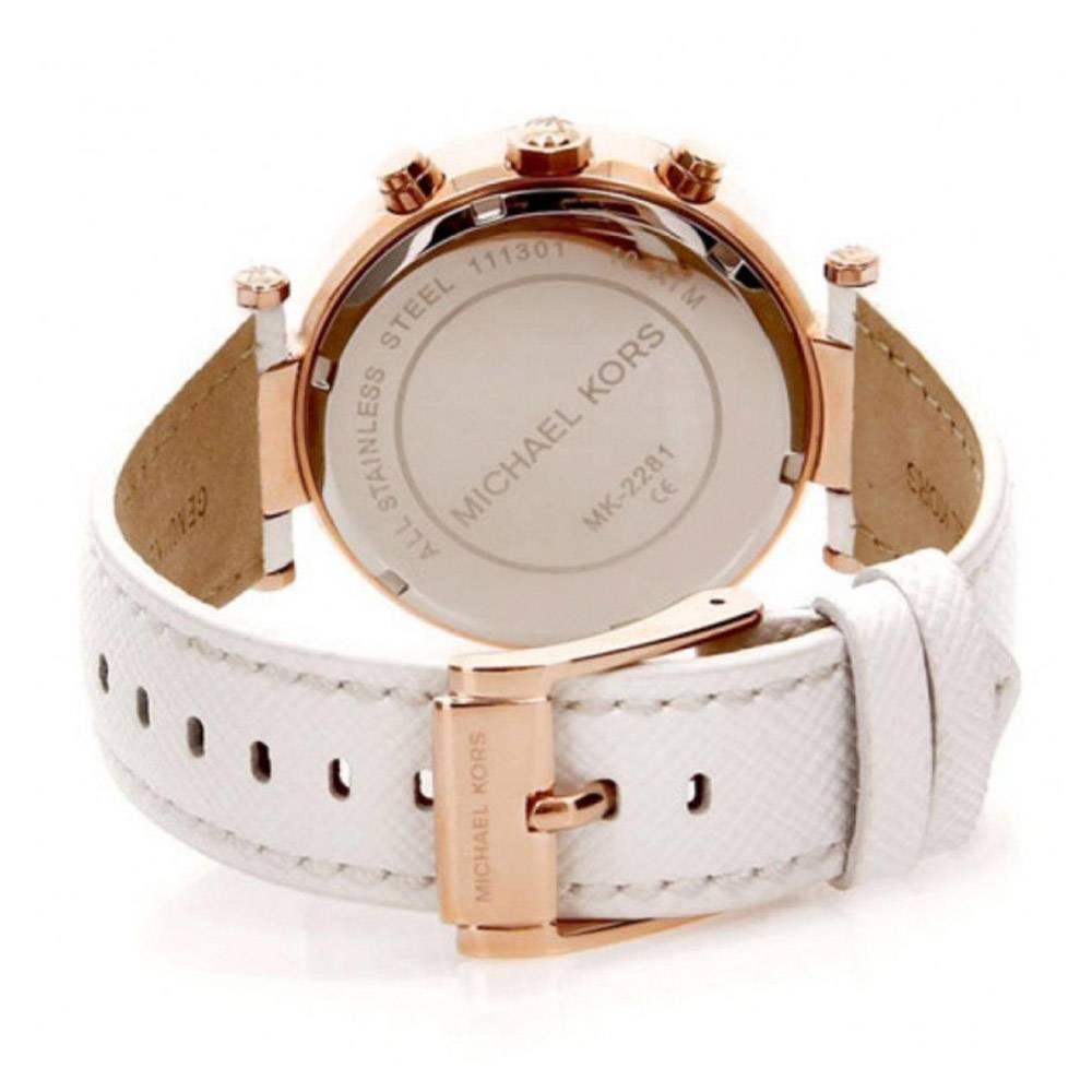Michael Kors Watch MK2281 Michael Kors Parker White Diamonds Dial White Leather Strap  main image 4