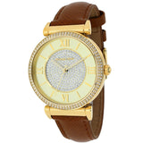 Michael Kors Catlin Champagne Dial Brown Leather Strap Watch for Women - MK2375