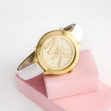 Michael Kors Slim Runway Quartz Gold Dial White Leather Strap Watch For Women - MK2389