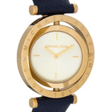 Michael Kors Averi Gold Dial Navy Blue Leather Strap Watch for Women - MK2526