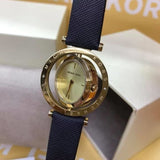 Michael Kors Averi Gold Dial Navy Blue Leather Strap Watch for Women - MK2526